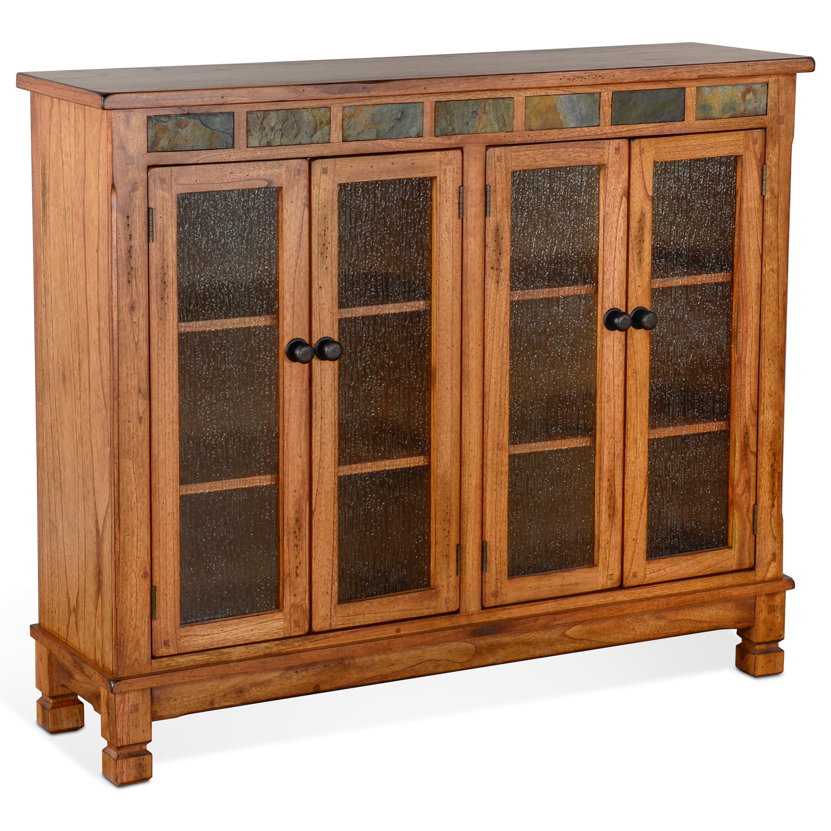 Sunny Designs Sedona 2 Bookcase w/ 4 Glass Doors and Slate Accents